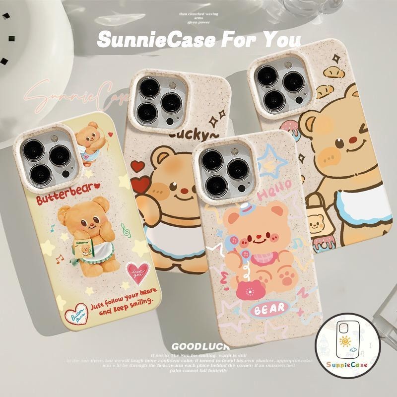 Butter bear น่ารักจัง การ์ตูน ดูเดิล แฟชั่น iPhone 7 6 6s 8 Plus 15 12 13 11 14 Pro Max X XR XS Max แฟชั่น เคส