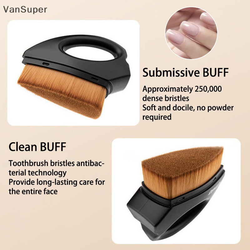 Vansuper Professionals เล็บ Art แปรงปัดฝุ่นสามเหลี่ยมพร้อมฝาครอบนิ้วมือหัวเข็มขัดแปรงฝุ่นทําความสะอาด Make Up แปรงเล็บเครื่องมือ HOT