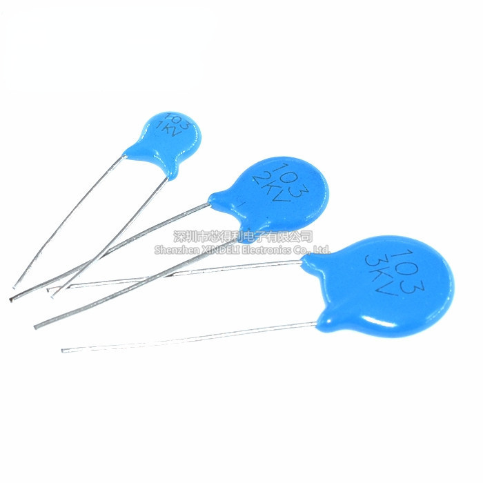 ตัวเก็บประจุพอร์ซเลนแรงดันสูง 1KV 2KV 3KV 103m Porcelain Media Capacitor Blue 10nF 103/3KV 1KV-103m 