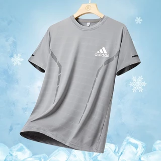ผ้าไหมน้ําแข็ง เสื้อยืดเรียบง่ายสําหรับผู้ชาย คอกลมธรรมดา เกาหลี เสื้อยืดแขนสั้นสําหรับผู้ชาย ท็อปส์ซู เสื้อผ้า ไม่จํากัดเพศ #JXL-8903-โฆษณา