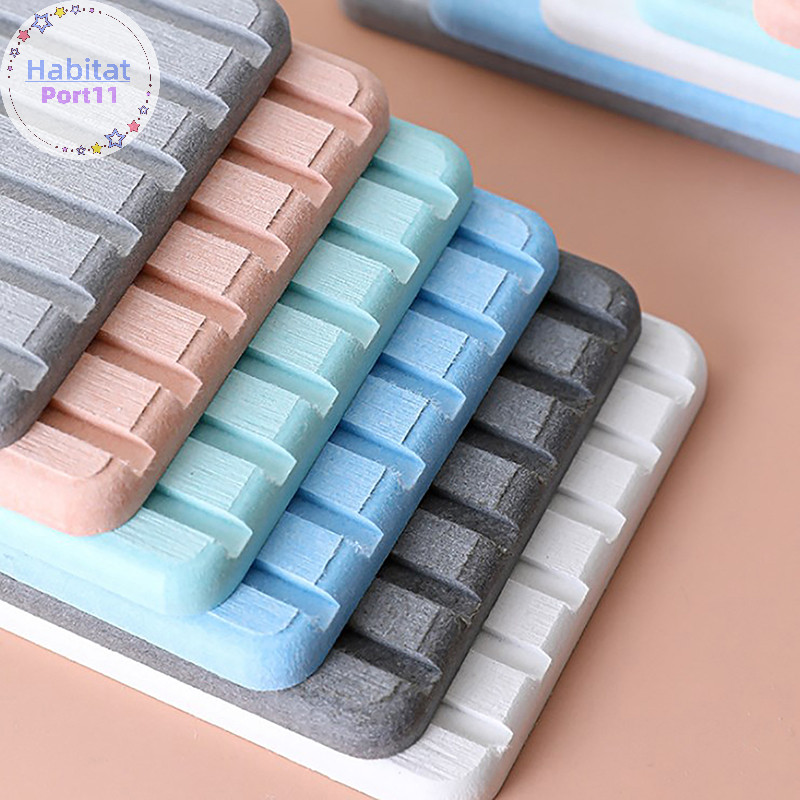 Habitatport Quick Drying Home Diatomite Mat แผ่นดูดซับน้ําทนความร้อน Coaster ดินเบาอ่างล้างจานก๊อกน้ํา Non Slip th