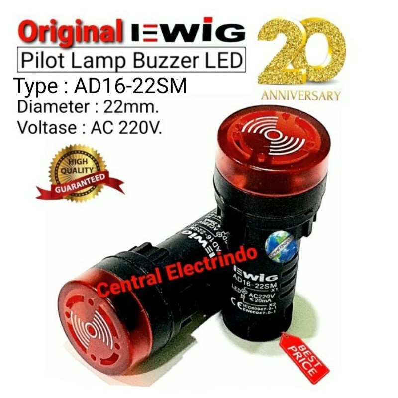 Pilot Lamp Buzzer LED 22mm AC 220V ครบชุด