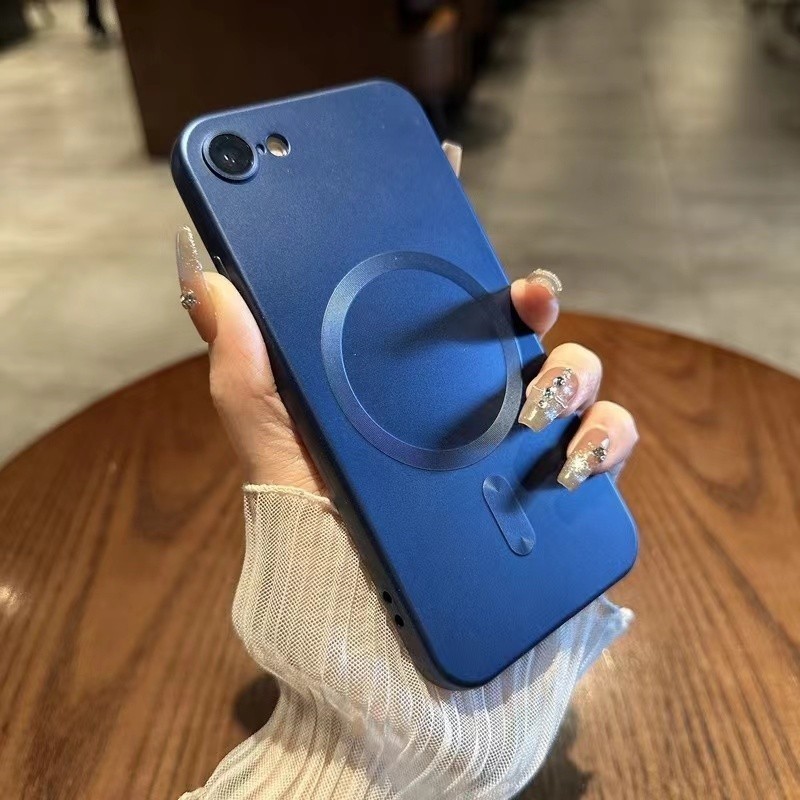 เหมาะสําหรับ iPhone 7 8 Plus X XS Max XR 11 12 13 Pro Max เคสโทรศัพท์, เคสป้องกันด้วยไฟฟ้าหรูหราพร้อมฟิล์มเลนส์, เคสนิ่มแม่เหล็ก