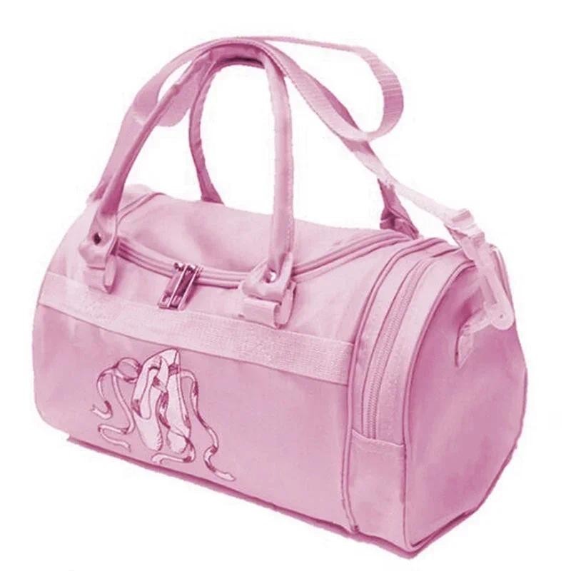 กระเป๋าสําหรับสาว Ballerina กระเป๋าลูกไม้สีชมพู Duffel สําหรับบัลเล่ต์ Class Crossbody ชื่อเย็บปักถักร้อยบัลเล่ต์กระเป๋าถือไหล่กระเป๋า
