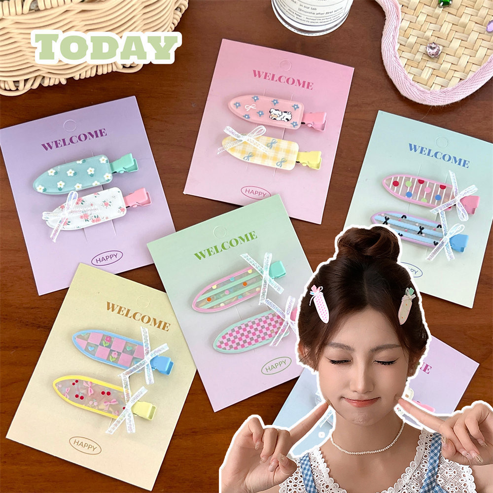 ใหม่ Sweet Dopamine สีสาวทิ้งไม่มีร่องรอยคลิปด้านข้าง Notch เครื่องประดับผม 1/2 ชิ้น