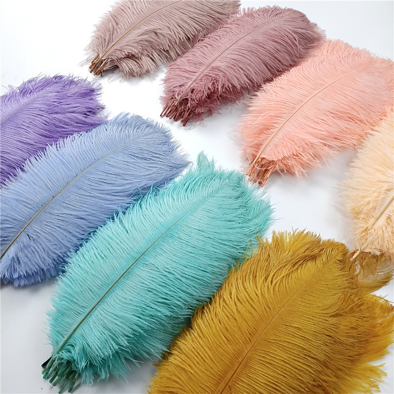 10ชิ้นที่มีสีสัน35-40เซนติเมตรขนนกกระจอกเทศสําหรับงานฝีมือเทศกาลตกแต่งตารางชิ้นกลางพลัมสําหรับแจกันหัตถกรรมอุปกรณ์
