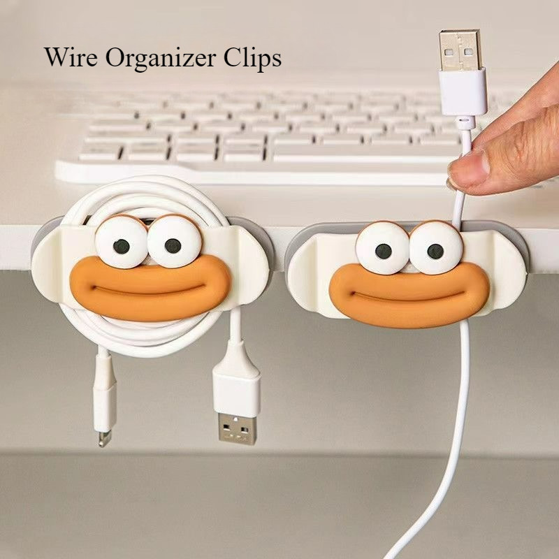 Big Mouth Wire Organizer คลิปมัลติฟังก์ชั่เดสก์ท็อปน่ารักสายชาร์จ Organizer Management Self-Adhesive USB ชาร์จข้อมูลผู้ถือสายไฟปลั๊กคลิป