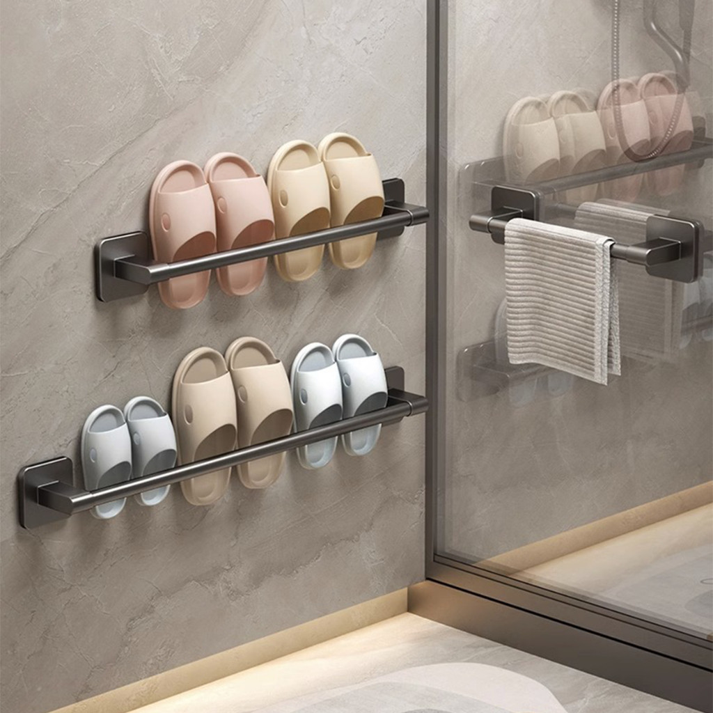 ที่วางรองเท้าแตะ ที่แขวนรองเท้าติดผนัง แบบไม่ต้องเจาะ 70ซม.สำหรับห้องน้ำ - รูปที่ 2