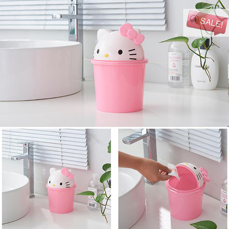 At 1PC Sanrio Dustbin Rubbish ใหม่ Hello Kitty ถังขยะ Kawaii ถังขยะตะกร้ากระดาษห้องนั่งเล่นห้องนอน A