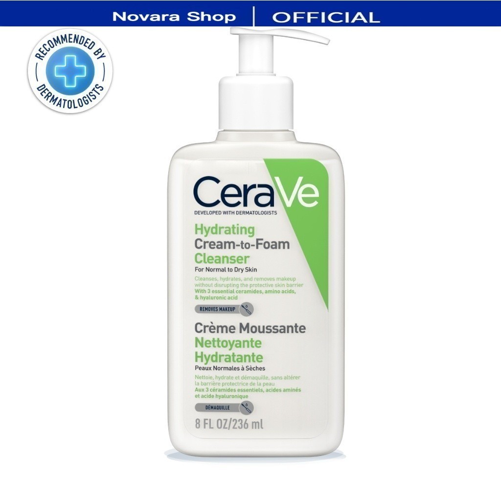 [Novara Shop]เซราวี CERAVE HYDRATING CREAM-TO-FOAM CLEANSER คลีนเซอร์ล้างเครื่องสำอาง 236ml
