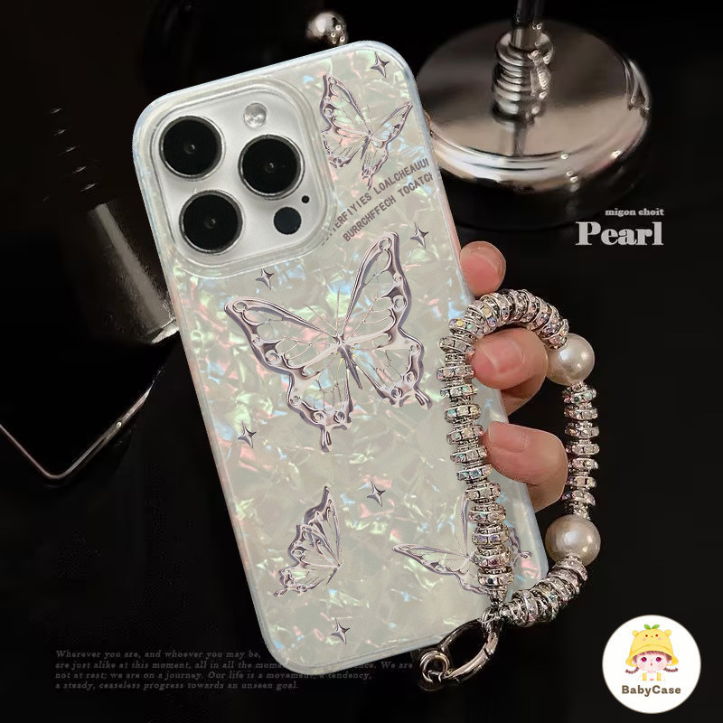 สีเงินโพรงดาวผีเสื้อในฝัน สร้อยข้อมือรมเลเซอร์ใสเคส เคส Iphone 11 13 15 12 14 Pro Max XS X XR Max 7 14 8 15 Plus SE 2022