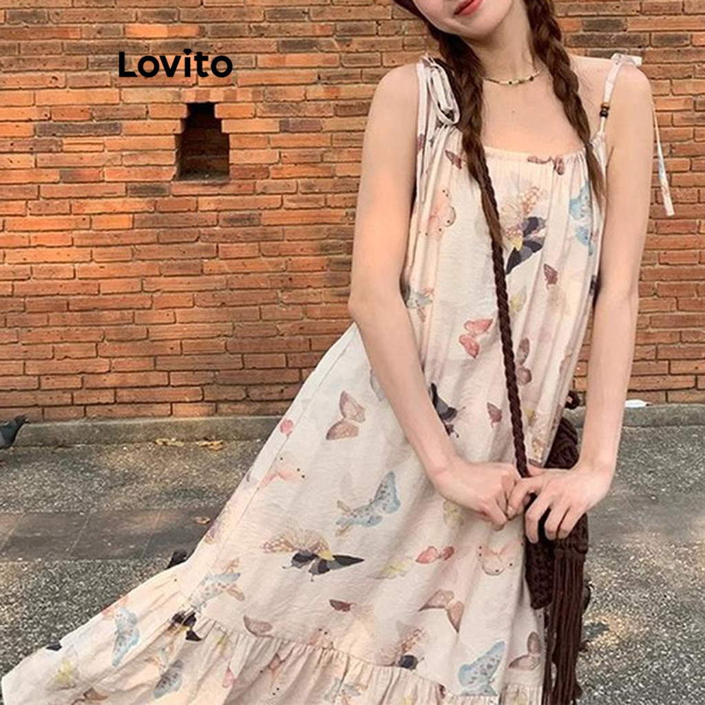 Lovito ชุดเดรสดอกไม้ลำลองสำหรับผู้หญิง LNA71380