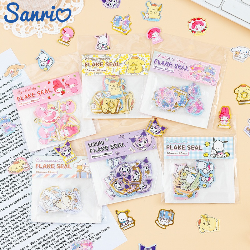 40 ชิ้น Sanrio กระดาษสติกเกอร์ปั๊มร้อนการ์ตูนสติกเกอร์ตกแต่ง Melody Pachacoo DIY คู่มืออัลบั้มวัสดุสติกเกอร์ของขวัญ