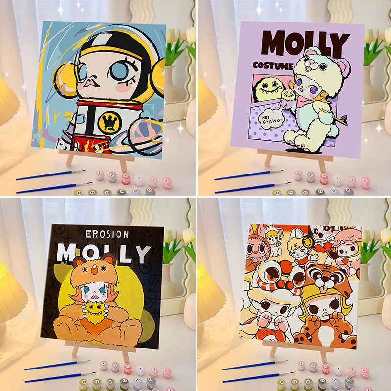 ส่งมอบทันที 20X20ซม ภาพระบายสีตามตัวเลข ขึงเฟรมไม้พร้อมอุปกรณ์ ขนาด ฝึกสมาธิ ของขวัญ DIY ภาพวาดสีน้ำมันดิจิตอลใส่กรอบ