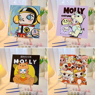 พร้อมกรอบ 20*20ซม.Molly ภาพระบายสีตามตัวเลข ระบายสีตามเลข ฝึ…