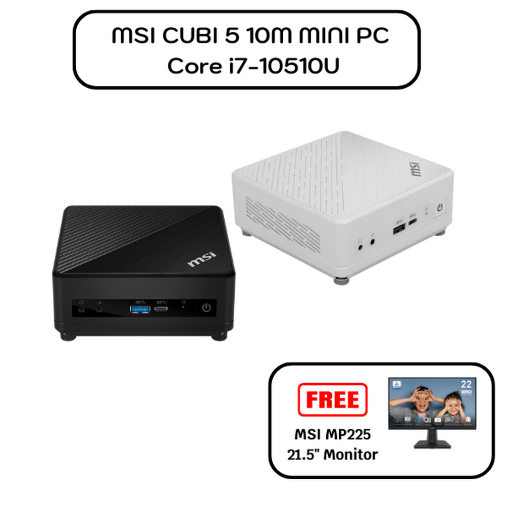 Mini PC MSI CUBI 5 10M-426TH (**แถมฟรี Monitor MSI 21.5" **)Core i7-10510 8GB/512G/Win10Home