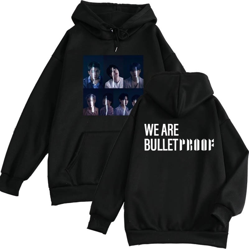 'BTS PROOF เสื้อฮู้ดพิมพ์ลายพร้อมฮู้ดสำหรับฤดูใบไม้ร่วงและฤดูหนาว