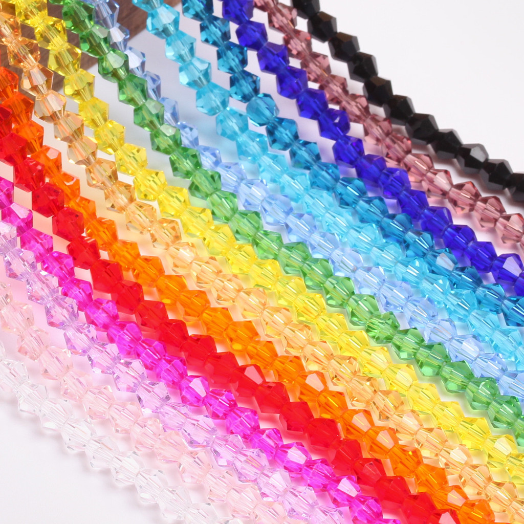 1 String สําหรับเครื่องประดับทํา Bicone หลวมลูกปัดแก้ว 4 มม.อุปกรณ์ Diy ประมาณ 80-90 ชิ้นคริสตัล Seed เช็กแฟชั่น Handmade ของขวัญ