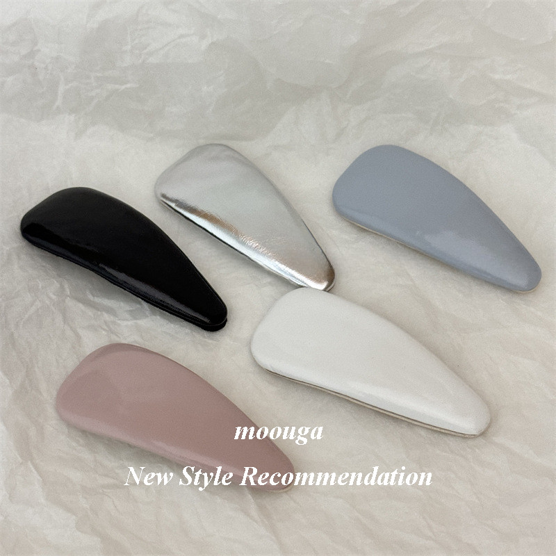 Moouga/เกาหลีรุ่นclassy High-Endสิทธิบัตรหนังสามเหลี่ยมคลิปด้านข้างBBคลิปGlossy PU Water DropคลิปBangsด้านข้างกิ๊บ