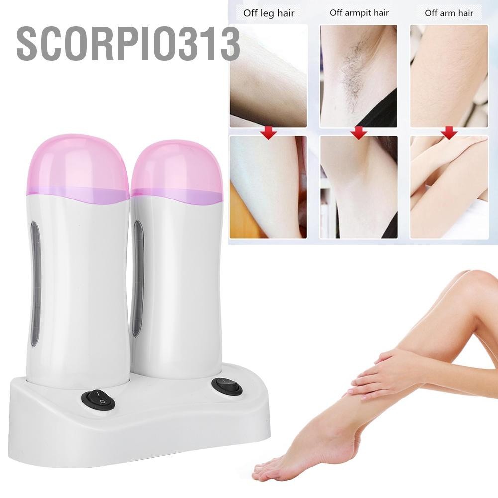 Scorpio313 ตลับคู่ขี้ผึ้งกำจัดขนลูกกลิ้งเครื่องอุ่นเครื่องทำความร้อนแว็กซ์กำจัดขนตามร่างกาย