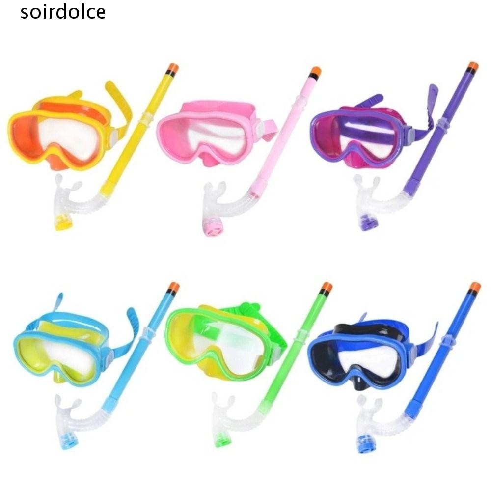 SOIRDOLCE เด็ก Snorkel ชุด, แว่นตากันน้ําเด็กแว่นตาว่ายน้ํา, Dry Top Snorkel Combo ชุด Anti-fog Clea