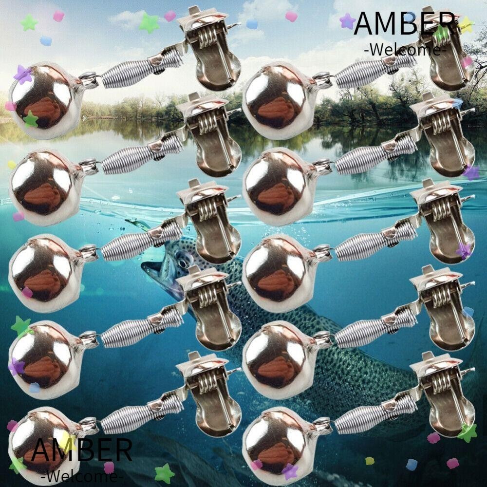 Amber 10 ชิ ้ นตกปลานาฬิกาปลุก Bells, โลหะตัวบ ่ งชี ้ ปลานาฬิกาปลุก Tackle, แบบพกพา Anti-rust สแตนเลสตกปลา Drop นาฬิกาปลุกตกปลา