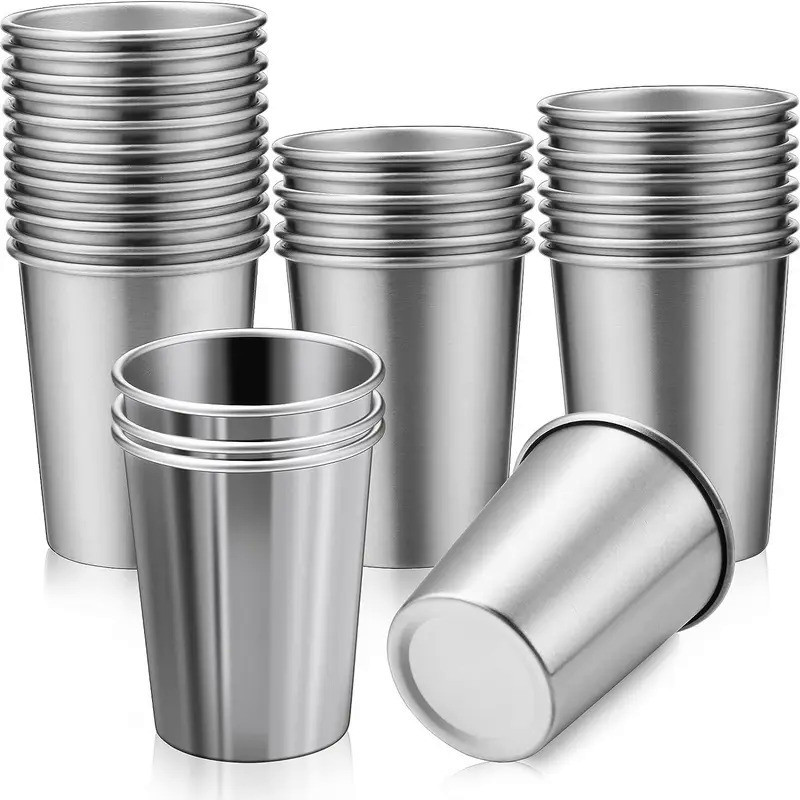 10 Pack 260ml Stainless Steel Cups Metal Pint Cups Unbreakable Drinking Glasses Stackable Drinking C