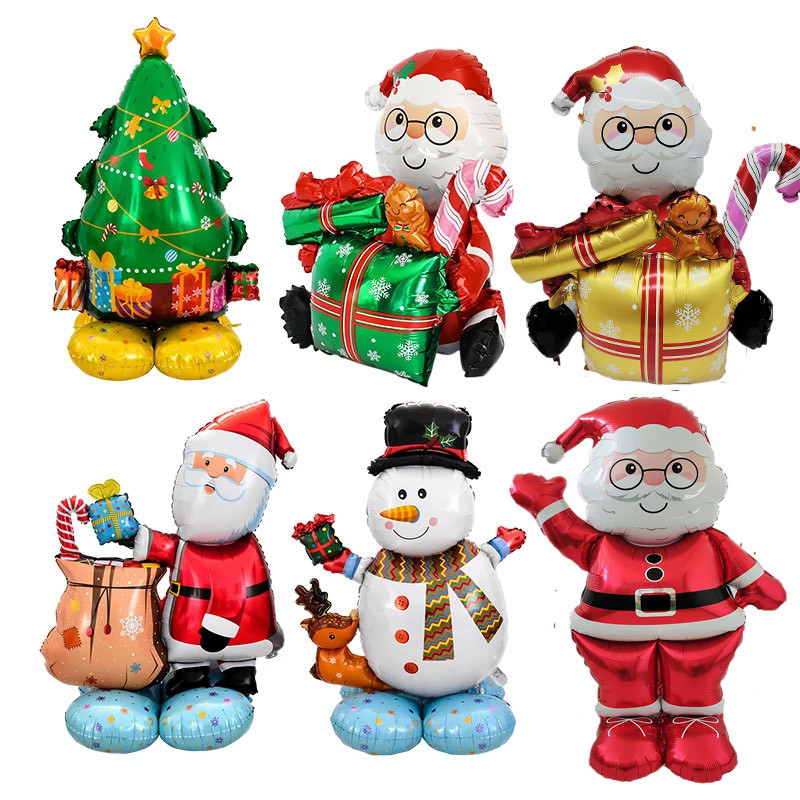 คริสต์มาสฟอยล์บอลลูน Santa Snowman Xmas Tree Stand บอลลูนปีใหม่ตกแต่งคริสต์มาส Navidad 2026 DIY Home Party Decor