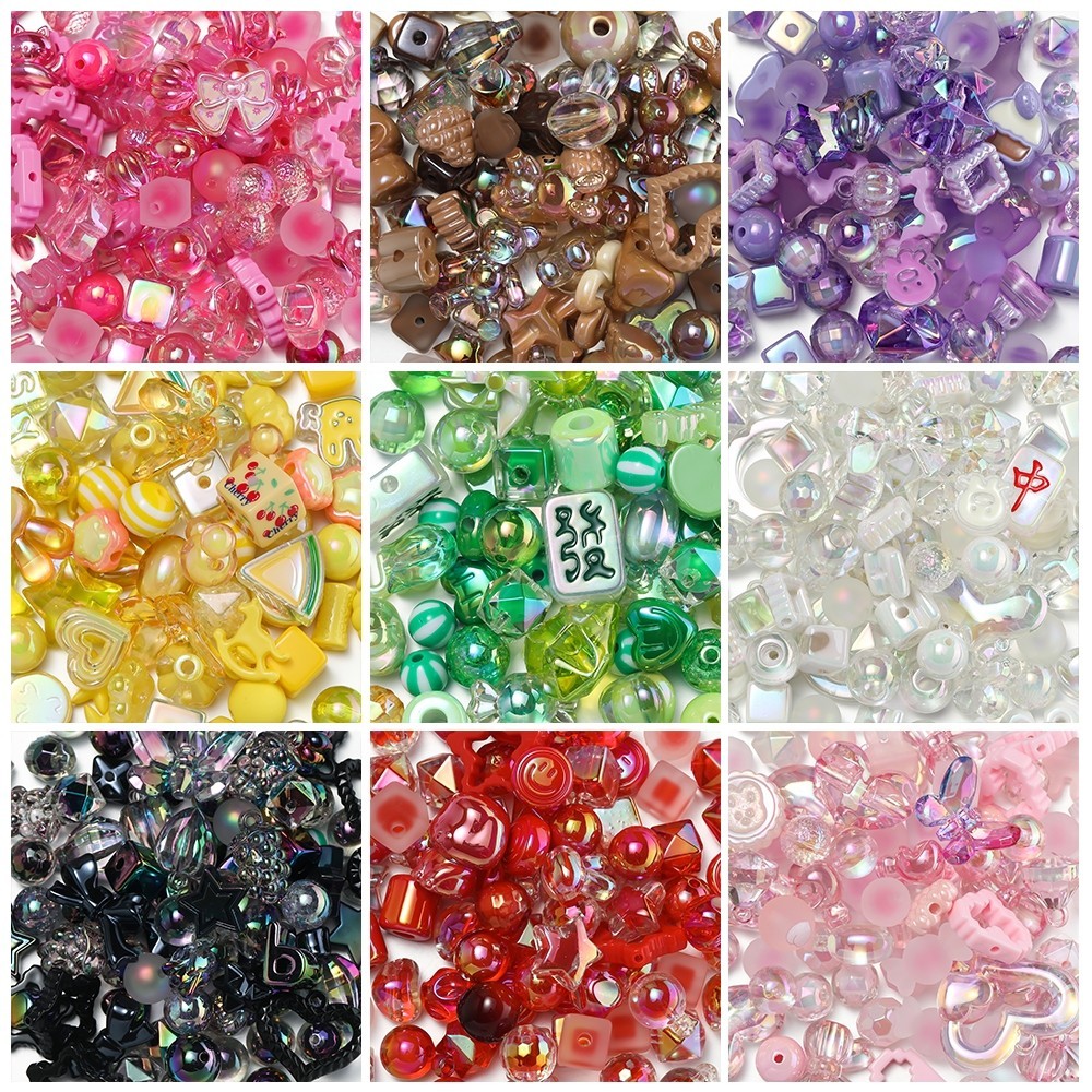 St. kunkka 20-50g ลูกปัดผสมอะคริลิคแฟชั่นลูกปัดผสมชุบ UV สําหรับ DIY สร้อยข้อมือสร้อยคอทํา