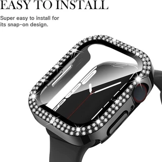 สําหรับ Apple Watch 40/41/44/45 มม.38 มม.42 มม.49 มม.สําหรับ iwatch กระจกนิรภัยเพชรกรณีฝาครอบปลอก