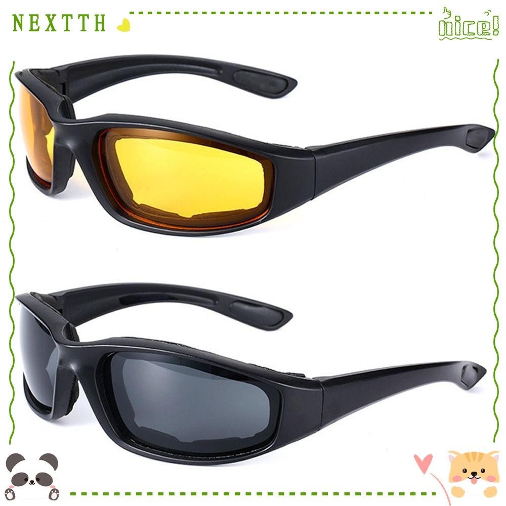 Nextth แว่นตามอเตอร์ไซค์, แว่นกันแดดเลนส์สีเหลือง Punk Black Shades, อุปกรณ์ตกแต่งกันลม UV แว่นตาป้องกัน