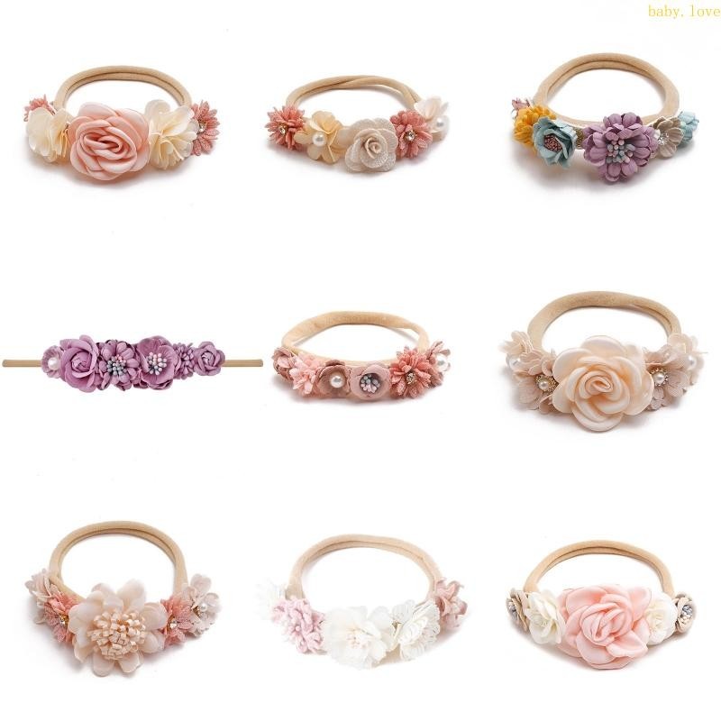 ที่รัก * ดอกไม้เทียมแถบคาดศีรษะเด็กร้อยวันทารกแรกเกิดเด็กวัยหัดเดินสําหรับทารกฝักบัวสาวน้อยถ่ายภาพอุปกรณ์ประกอบฉาก