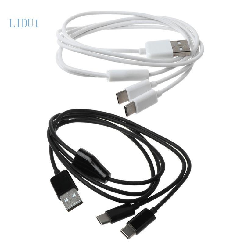 Lidu1 สายชาร์จ USB C 2 in 1 Multi สายชาร์จ Splitter USB ถึง 2 Type C สายชาร์จข้อมูล Sync สายไฟ