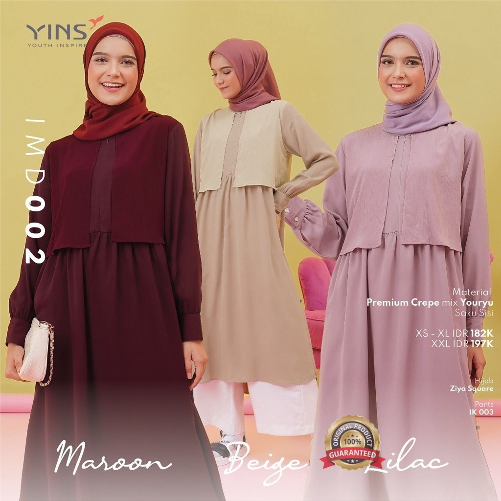 Azzifa Store- Inspire Midi Dress IMD 002 Tunic Branded Syari By Nibras