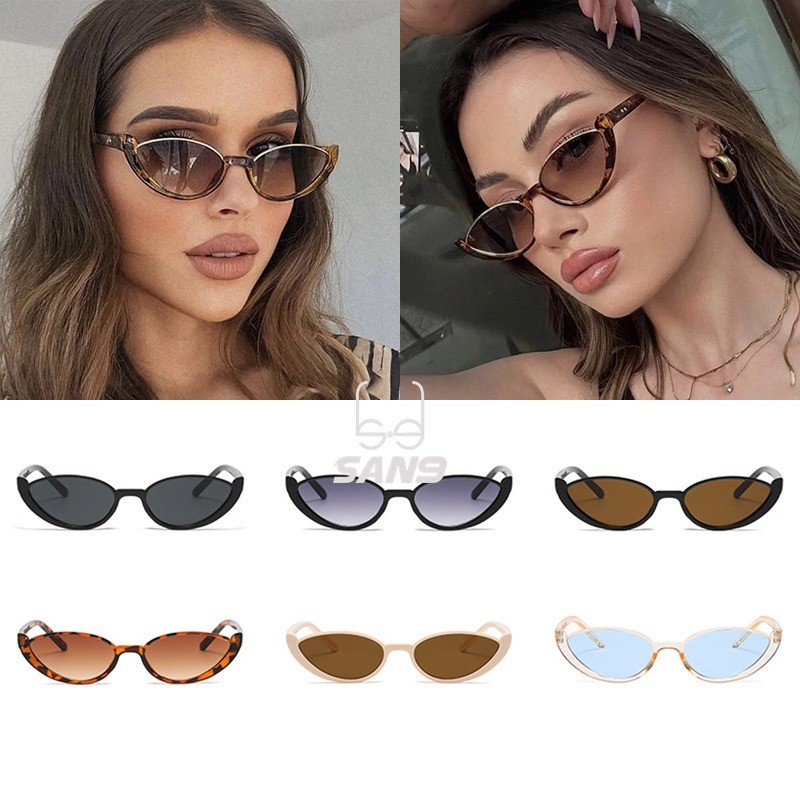 สินค้าพร้อมCOD (San9)Fashion Cat Eye Small Frame Y2K แว่นกันแดดสําหรับผู้หญิง