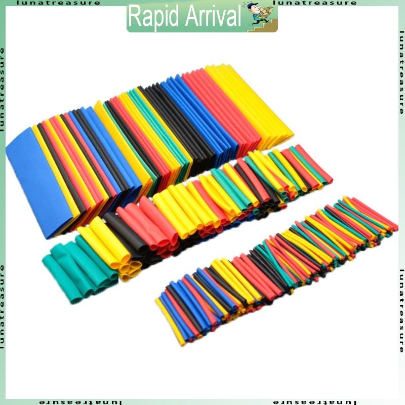 Lun 164x ท่อหดความร้อน Wire Wrap Cable Sleeve Assortment Kit Fast Heat Shrinkage