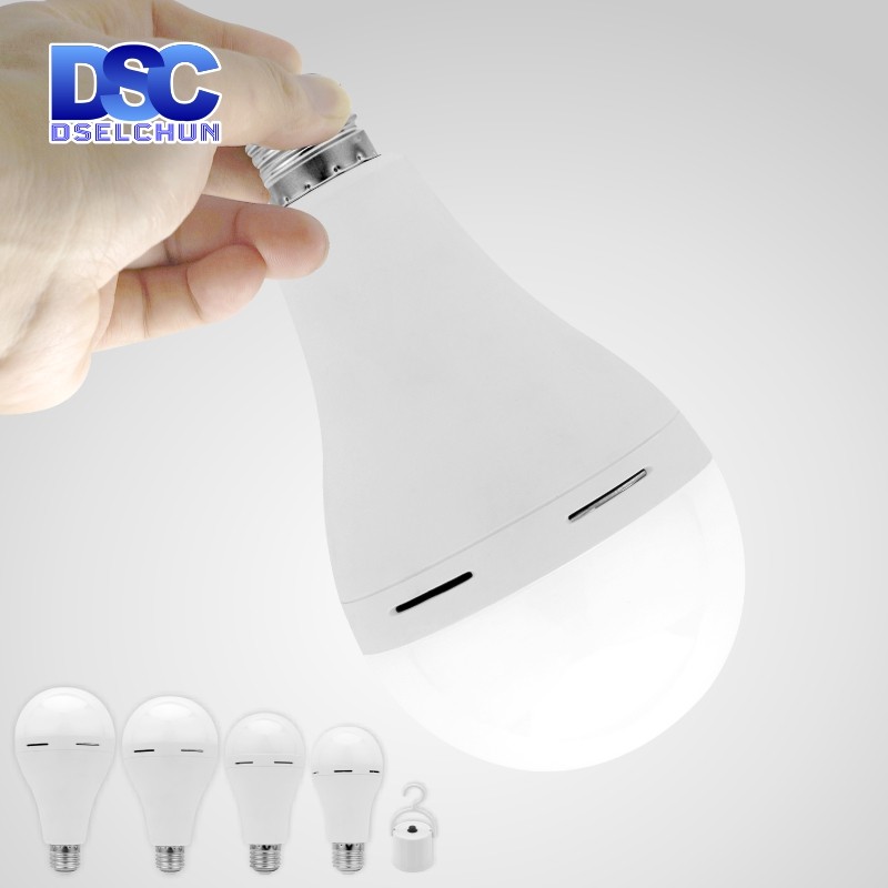 Dselchun หลอดไฟ LED แบบชาร์จไฟได้ 1200mAh 7w 9w 12w 15w 85-265V หลอดไฟฉุกเฉินสําหรับ Home Power Failure Camping เต็นท์ Porch โคมไฟสวน