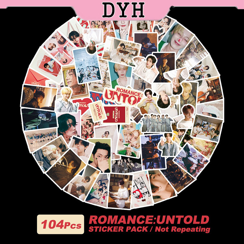 Dyh 104 ชิ้น/เซ็ต ENHYPEN สติกเกอร์ KPOP ROMANCE: UNTOLD สติกเกอร์ภาพ DIY ไดอารี่กระเป๋าเดินทางสติกเกอร์