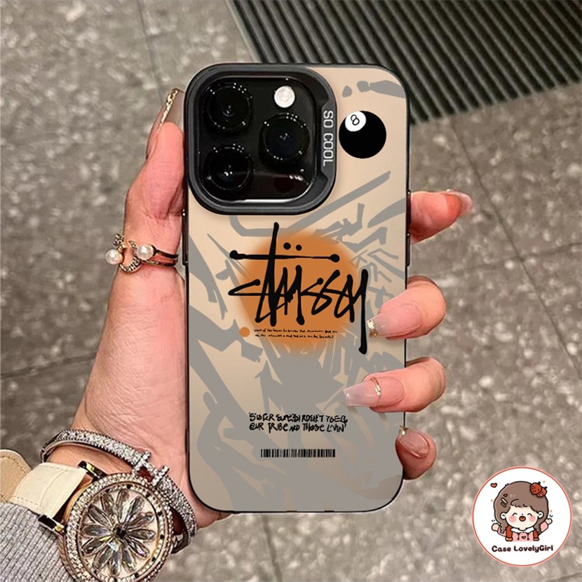 🔥ส่งจากไทย🔥 แบรนด์แฟชั่นสีดําแปดคู่ เคส IPhone 11 15 14 13 Pro Max XR พสัส13 12 Pro 7 8Plus SE X Xs Max Hard Case
