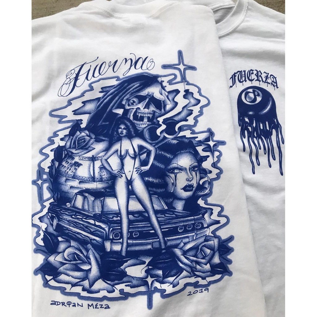 Chicano tattoo Old Mexican Style Street raper เสื้อยืดแขนยาว Bottoming เสื้อผู้ชาย