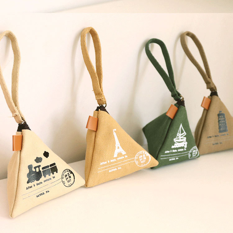 Creative Retro Zongzi Wallet Mini Portable Storage Bag Canvas Material Cute Print