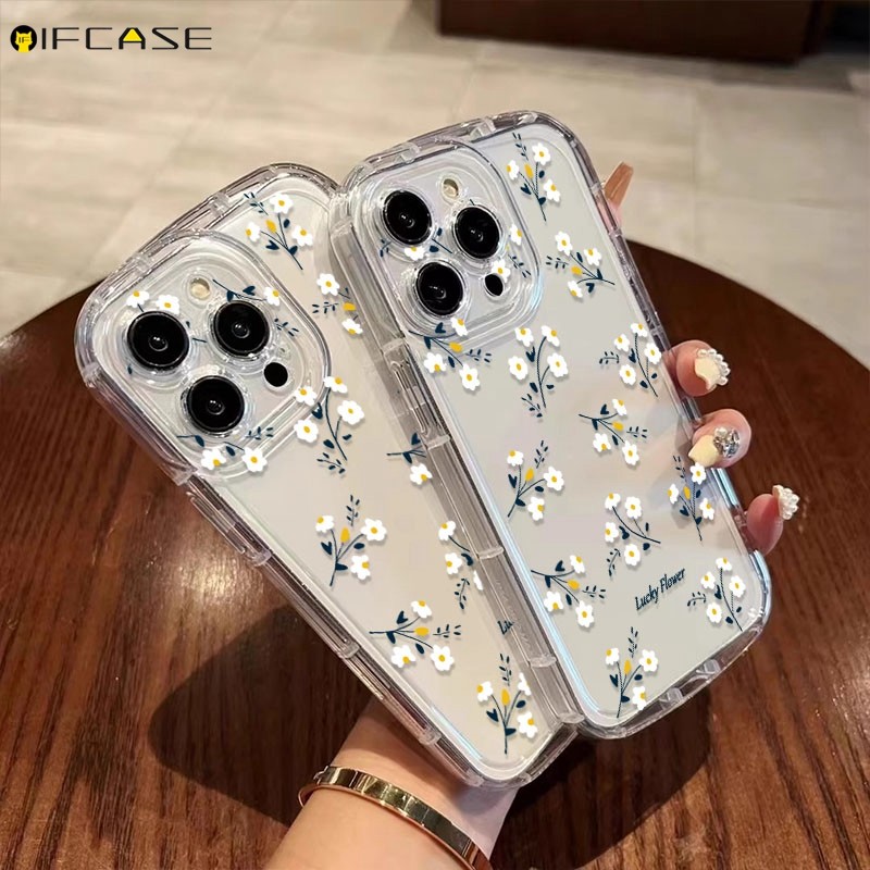 สําหรับ Vivo V40 V30 V29 V27 Pro Lite V27e 5G เคสโทรศัพท์สไตล์เกาหลีดอกไม้น่ารักสีขาวสีเหลืองเรียบง่ายรอบถุงลมนิรภัยกันกระแทกใสนุ่มปลอกกรณีฝาหลัง