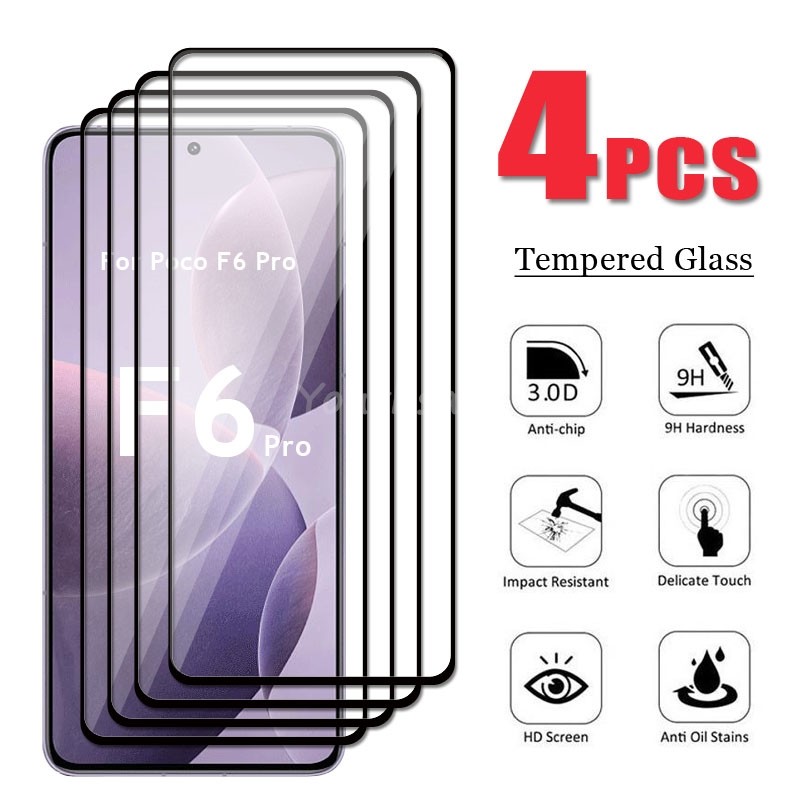 สําหรับ Xiaomi POCO F6 Pro Glass Screen Protector HD ฟิล์มติดโทรศัพท์ 9H คลุมทั้งหมดแก้ว POCO F6 Pro