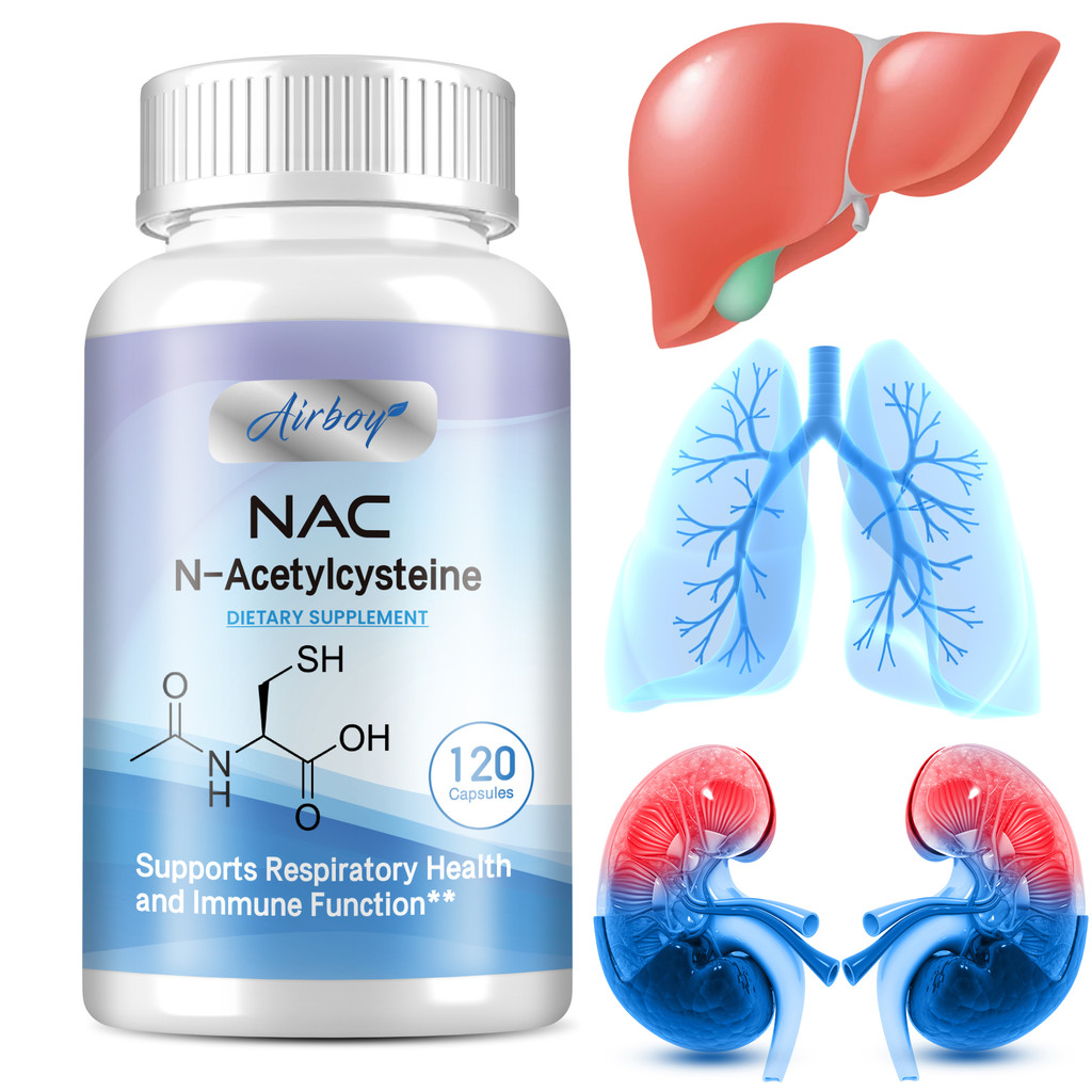 Airboy N-Acetyl-L-Cysteine รองรับการทํางานของทางเดินหายใจและภูมิคุ้มกัน ส่งเสริมการล้างพิษตับและไต