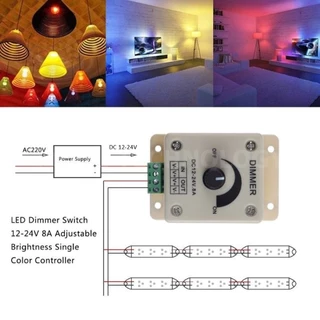 DIM8A สวิตช์หรี่ไฟ 12-24VDC 8A วัสดุ ABS Dimmer switch LED Strip Light plastic สวิทช์ดิมเมอร์ ปรับแสงสว่าง แบบวัสดุ A...