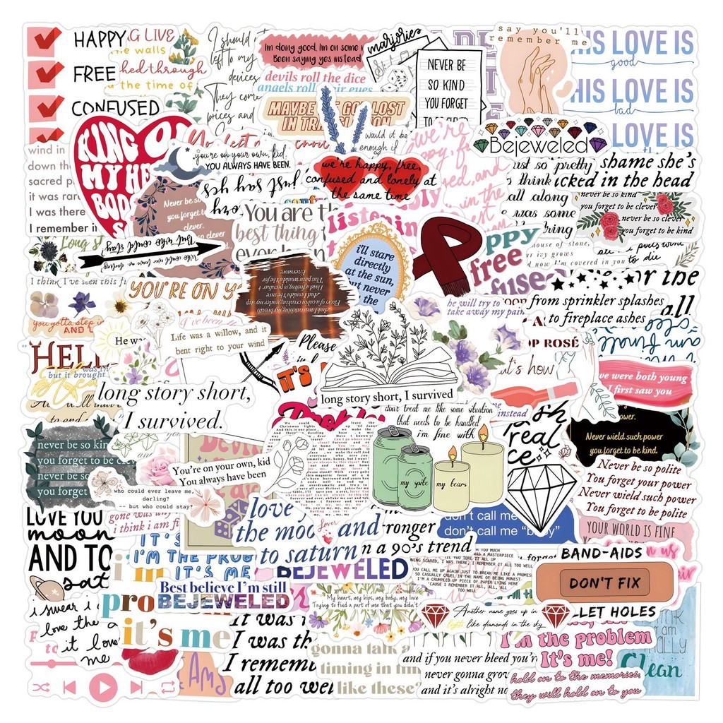 สติ๊กเกอร์ PVC กันน้ํา Taylor Swift Lyrics 110 ชิ้น