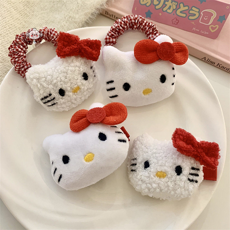 {maybest} Sanrio หวานน่ารักตุ๊กตา Hello Kitty ยืดหยุ่นผูกผมการ์ตูน Kawaii Barrettes แฟชั่นอุปกรณ์เสริมผม Hairpin สําหรับสาวของขวัญ {TH}