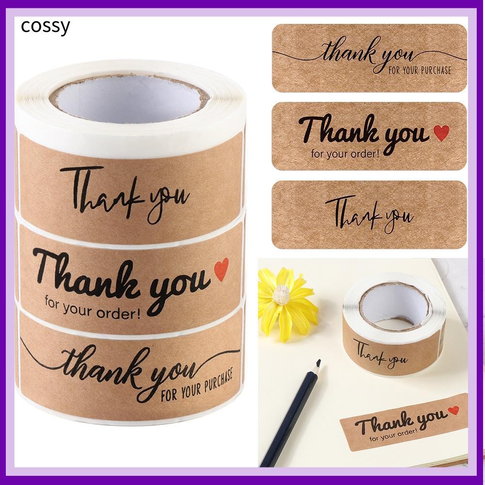 Cossy 120 ชิ้น/ม้วนขอบคุณสําหรับสติกเกอร์การสั่งซื้อของคุณ 3x1 นิ้วซองจดหมายปิดผนึกเครื่องเขียนป้ายทําด้วยมือ