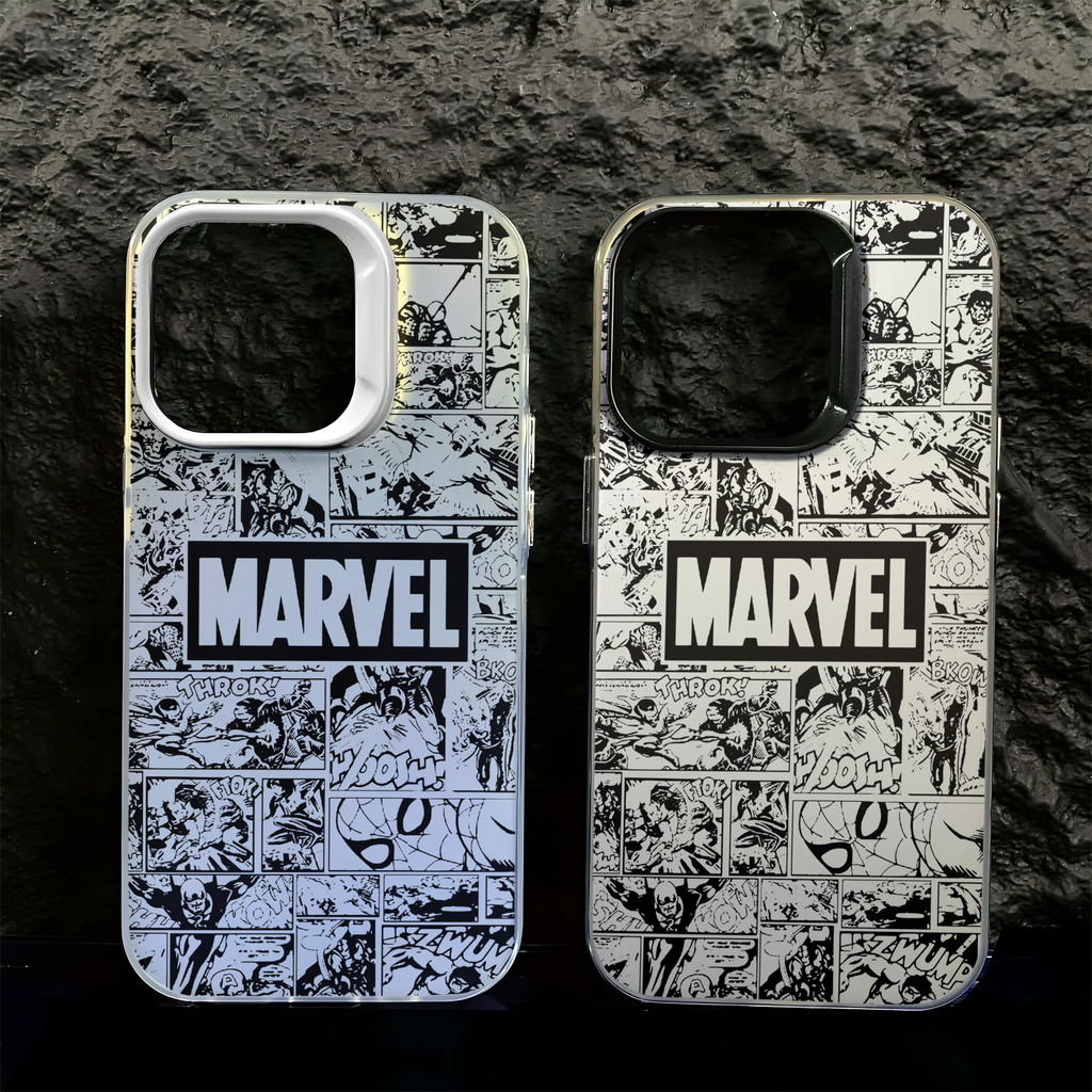 มาร์เวล marvel เคสสําหรับiphone 16 Pro Max 15 14 XR 13 11 12 Pro Max 8 7 6 6S Plus X Xs Max Se 2020 13 12 11 แฟชั่นชุบโลหะCool Creativeแบรนด์อินเทรนด์เคสซิลิโคนอ่อนนุ่ม