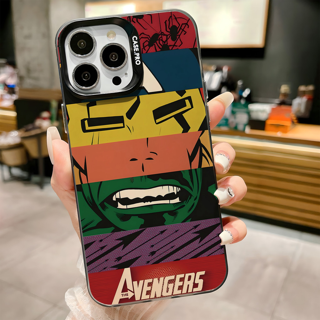มาร์เวล marvel เคสสําหรับiphone 16 Pro Max 15 14 XR 13 11 12 Pro Max 8 7 6 6S Plus X Xs Max Se 2020 13 12 11 แฟชั่นชุบโลหะCool Creativeแบรนด์อินเทรนด์เคสซิลิโคนอ่อนนุ่ม